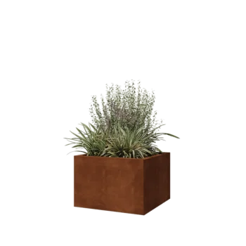 Corten čelik tegla za cvijeće - Kvadrat - 60 x 60 x 40 cm - S donjom pločom