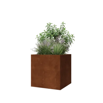 Corten čelik tegla za cvijeće - Kvadrat - 60 x 60 x 60 cm - S donjom pločom