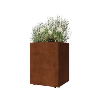 Corten čelik tegla za cvijeće - Kvadrat - 60 x 60 x 80 cm - S donjom pločom - S nogama