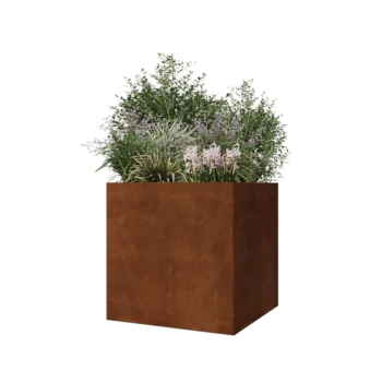 Corten čelik tegla za cvijeće - Kvadrat - 70 x 70 x 70 cm - S donjom pločom