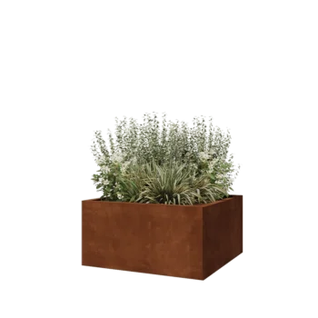 Corten čelik tegla za cvijeće - Kvadrat - 80 x 80 x 40 cm - S donjom pločom