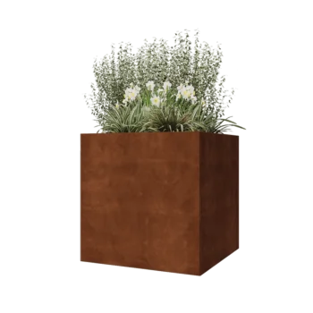 Corten čelik tegla za cvijeće - Kvadrat - 80 x 80 x 80 cm - S donjom pločom