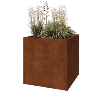 Corten čelik tegla za cvijeće - Kvadrat - 100 x 100 x 100 cm - S donjom pločom