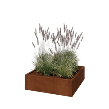 Corten čelik tegla za cvijeće - Kvadrat - 100 x 100 x 30 cm - S donjom pločom
