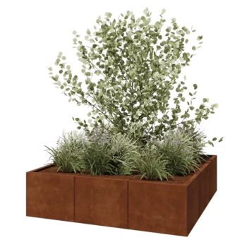 Corten čelik tegla za cvijeće XXL - Kvadrat - 150 x 150 x 40 cm - Bez donje ploče