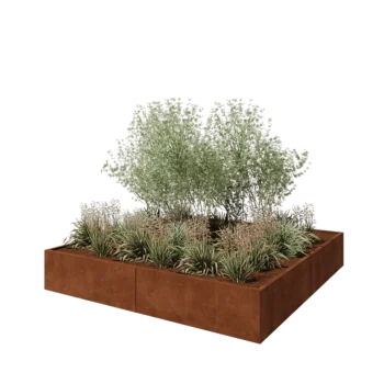 Corten čelik tegla za cvijeće XXL - Kvadrat - 240 x 240 x 40 cm - Bez donje ploče