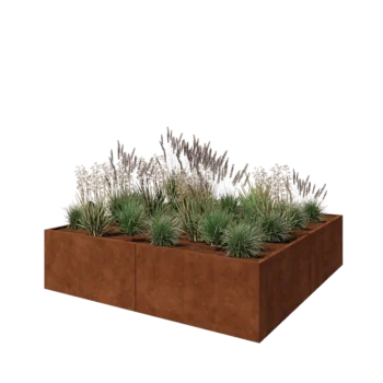 Corten čelik tegla za cvijeće XXL - Kvadrat - 240 x 240 x 60 cm - Bez donje ploče