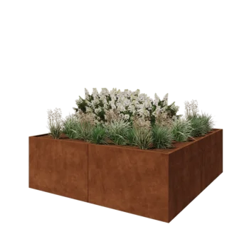 Corten čelik tegla za cvijeće XXL - Kvadrat - 240 x 240 x 80 cm - Bez donje ploče