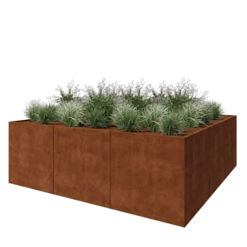 Corten čelik tegla za cvijeće XXL - Kvadrat - 300 x 300 x 100 cm - Bez donje ploče