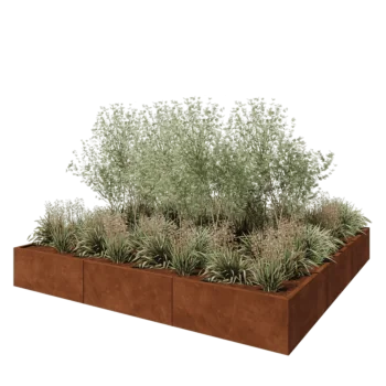 Corten čelik tegla za cvijeće XXL - Kvadrat - 300 x 300 x 40 cm - Bez donje ploče