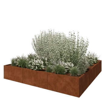Corten čelik tegla za cvijeće XXL - Kvadrat - 300 x 300 x 50 cm - Bez donje ploče