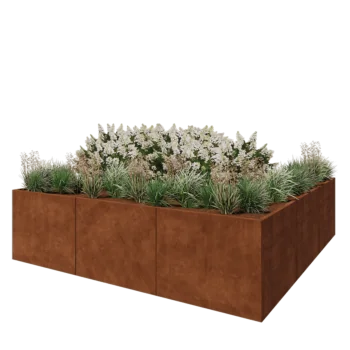 Corten čelik tegla za cvijeće XXL - Kvadrat - 300 x 300 x 80 cm - Bez donje ploče
