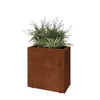 Corten čelik tegla za cvijeće - Pravokutnik - 60 x 30 x 60 cm - S donjom pločom - S nogama