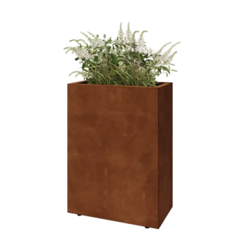 Corten čelik tegla za cvijeće - Pravokutnik - 60 x 30 x 80 cm - S donjom pločom - S nogama