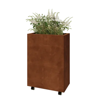 Corten čelik tegla za cvijeće - Pravokutnik - 60 x 30 x 80 cm - S donjom pločom - S kotačima