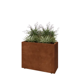 Corten čelik tegla za cvijeće - Pravokutnik - 80 x 30 x 60 cm - S donjom pločom - S nogama