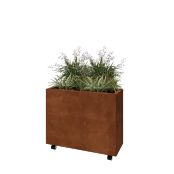 Corten čelik tegla za cvijeće - Pravokutnik - 80 x 30 x 60 cm - S donjom pločom - S kotačima