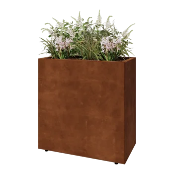 Corten čelik tegla za cvijeće - Pravokutnik - 80 x 40 x 80 cm - S donjom pločom - S nogama