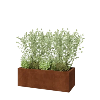Corten čelik tegla za cvijeće - Pravokutnik - 120 x 50 x 40 cm - S donjom pločom
