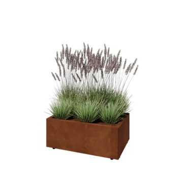 Corten čelik tegla za cvijeće - Pravokutnik - 80 x 50 x 30 cm - S donjom pločom - S nogama