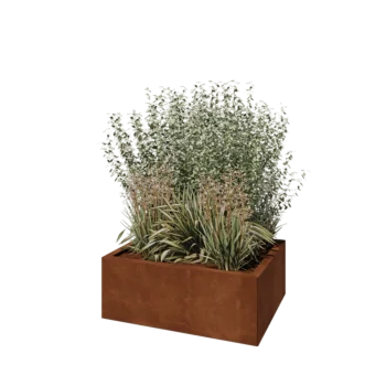 Corten čelik tegla za cvijeće - Pravokutnik - 80 x 60 x 30 cm - S donjom pločom