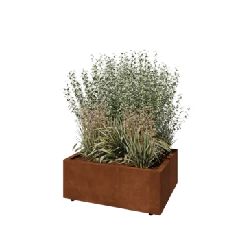 Corten čelik tegla za cvijeće - Pravokutnik - 80 x 60 x 30 cm - S donjom pločom - S nogama