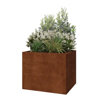 Corten čelik tegla za cvijeće - Pravokutnik - 100 x 80 x 80 cm - S donjom pločom