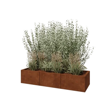 Corten čelik tegla za cvijeće XXL - Pravokutnik - 150 x 50 x 30 cm - S donjom pločom