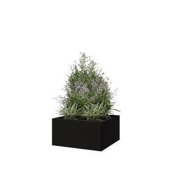 Čelična tegla za cvijeće - Kvadrat - 60 x 60 x 30 cm - RAL9005 mat (crna) - S donjom pločom