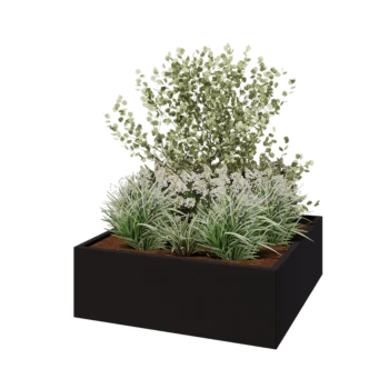 Čelična tegla za cvijeće - Kvadrat - 120 x 120 x 40 cm - RAL9005 mat (crna) - Bez donje ploče