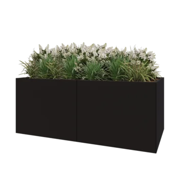 Čelična tegla za cvijeće XXL - Pravokutnik - 200 x 100 x 80 cm - RAL9005 mat (crna) - S donjom pločom