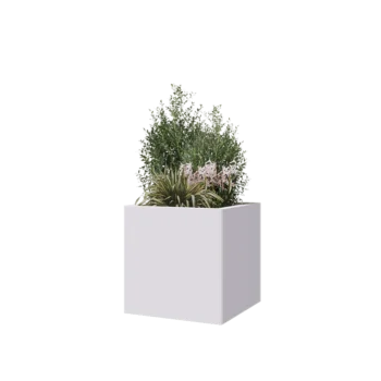 Čelična tegla za cvijeće - Kvadrat - 50 x 50 x 50 cm - RAL9010 mat (bijela) - Bez donje ploče