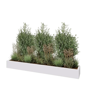 Stakloplastična tegla za cvijeće - Pravougaonik - 200 x 30 x 20 cm - RAL9010 mat (bijela) - S dnom