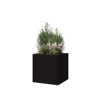 Čelična tegla za cvijeće - Kvadrat - 50 x 50 x 50 cm - RAL9005 mat (crna) - S donjom pločom