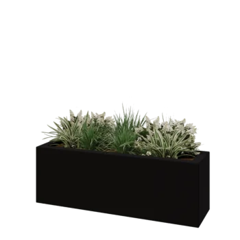 Stakloplastična tegla za cvijeće - Pravougaonik - 120 x 30 x 40 cm - RAL9005 mat (crna) - S dnom