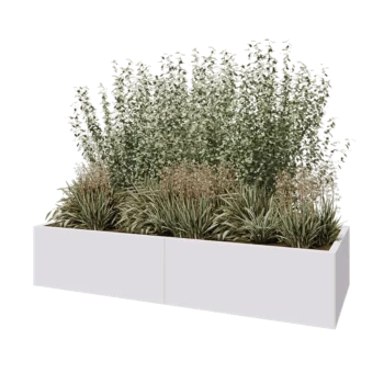 Čelična tegla za cvijeće XXL - Pravokutnik - 200 x 80 x 40 cm - RAL9010 mat (bijela) - S donjom pločom