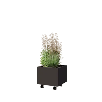 Čelična tegla za cvijeće - Kvadrat - 40 x 40 x 30 cm - Druga RAL boja - S donjom pločom - S kotačima