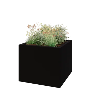 Stakloplastična tegla za cvijeće - Kvadrat - 120 x 120 x 100 cm - RAL9005 mat (crna) - S dnom