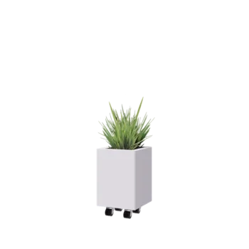 Čelična tegla za cvijeće - Kvadrat - 30 x 30 x 40 cm - RAL9010 mat (bijela) - S donjom pločom - S kotačima