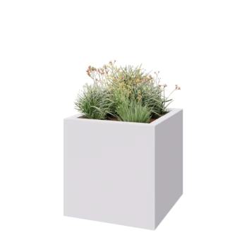 Stakloplastična tegla za cvijeće - Kvadrat - 100 x 100 x 100 cm - RAL9010 mat (bijela) - S dnom