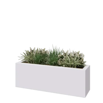 Stakloplastična tegla za cvijeće - Pravougaonik - 120 x 30 x 40 cm - RAL9010 mat (bijela) - S dnom