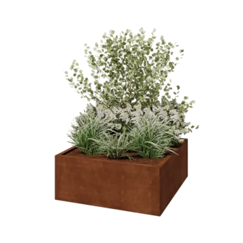 Corten čelik tegla za cvijeće - Kvadrat - 100 x 100 x 40 cm - Bez donje ploče