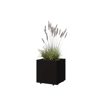 Čelična tegla za cvijeće - Kvadrat - 40 x 40 x 40 cm - RAL9005 mat (crna) - S donjom pločom - S nogama