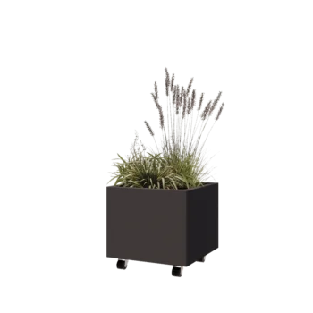 Čelična tegla za cvijeće - Kvadrat - 50 x 50 x 40 cm - Druga RAL boja - S donjom pločom - S kotačima