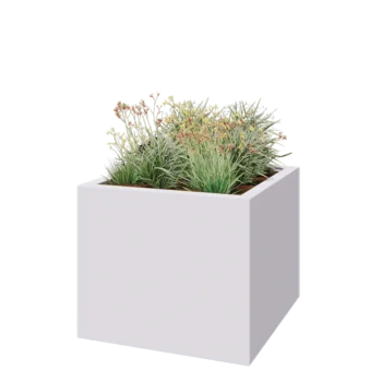Stakloplastična tegla za cvijeće - Kvadrat - 120 x 120 x 100 cm - RAL9010 mat (bijela) - S dnom