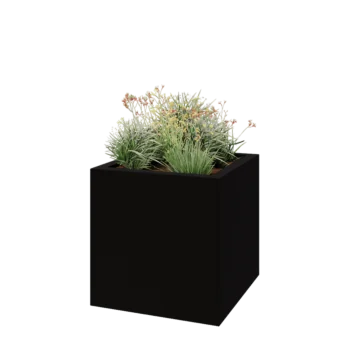 Stakloplastična tegla za cvijeće - Kvadrat - 100 x 100 x 100 cm - RAL9005 mat (crna) - S dnom