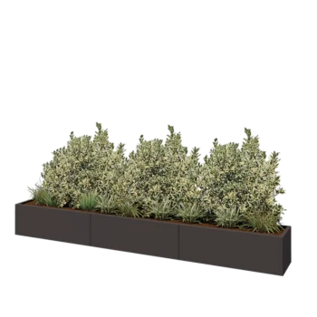 Čelična tegla za cvijeće XXL - Pravokutnik - 360 x 40 x 40 cm - RAL7016 mat (antracit siva) - S donjom pločom