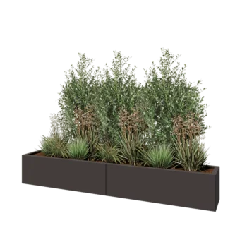 Čelična tegla za cvijeće XXL - Pravokutnik - 200 x 30 x 30 cm - RAL7016 mat (antracit siva) - S donjom pločom