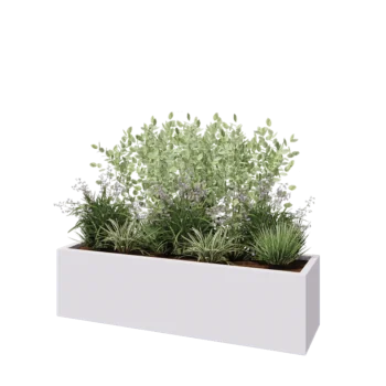 Stakloplastična tegla za cvijeće - Pravougaonik - 150 x 40 x 40 cm - RAL9010 mat (bijela) - S dnom