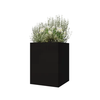 Čelična tegla za cvijeće - Kvadrat - 60 x 60 x 80 cm - RAL9005 mat (crna) - S donjom pločom